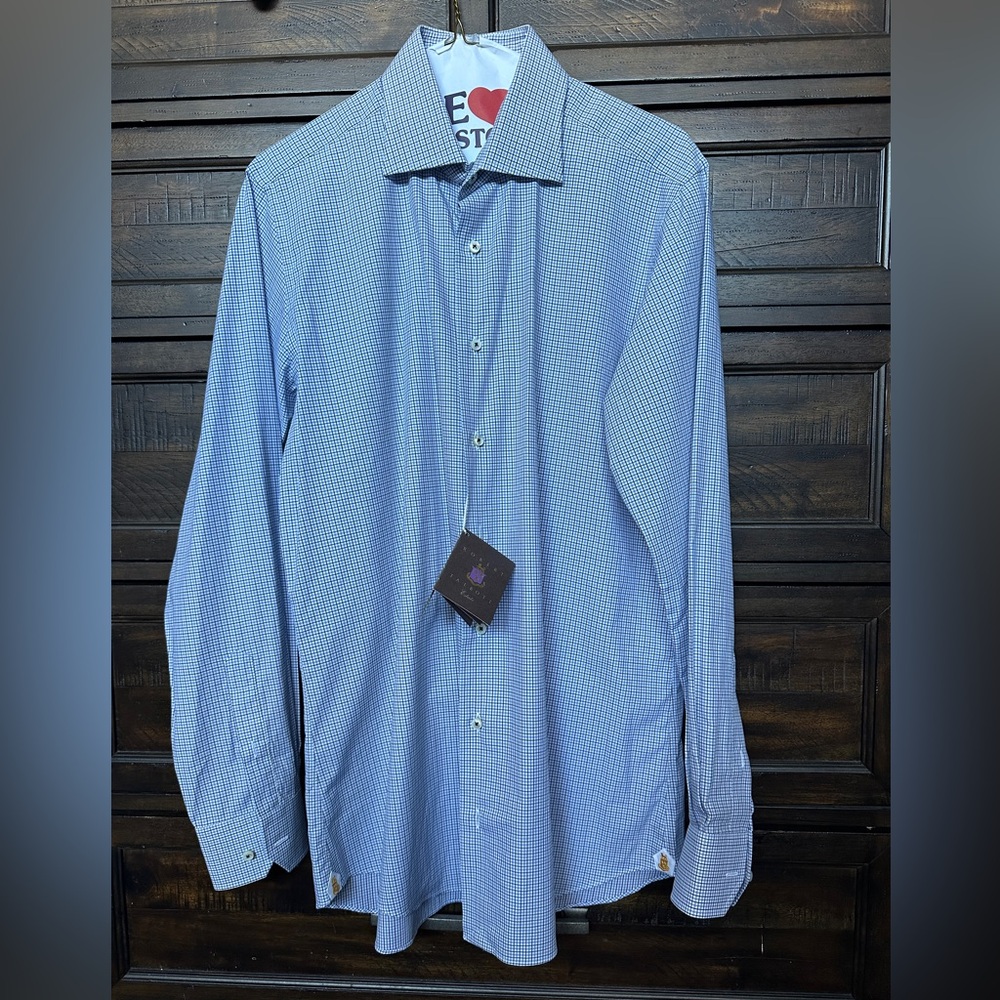 Robert Talbott Checkered Pattern Casual Dress Shirt Size 16 NWT
